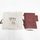 HENRY CUIR/ほぼ日 未使用品 レザー 花 犬 刺繍 手帳カバー アカ レディース アンリークイール/ほぼ日【中古】6-0713G◎