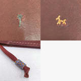 HENRY CUIR/ほぼ日 未使用品 レザー 花 犬 刺繍 手帳カバー アカ レディース アンリークイール/ほぼ日【中古】6-0713G◎