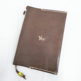 HENRY CUIR レザー 馬 犬 刺繍 手帳カバー ダークブラウン レディース アンリークイール【中古】6-0713G◎