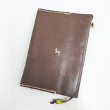 HENRY CUIR レザー 馬 犬 刺繍 手帳カバー ダークブラウン レディース アンリークイール【中古】6-0713G◎