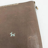 HENRY CUIR レザー 馬 犬 刺繍 手帳カバー ダークブラウン レディース アンリークイール【中古】6-0713G◎