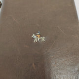 HENRY CUIR レザー 馬 犬 刺繍 手帳カバー ダークブラウン レディース アンリークイール【中古】6-0713G◎