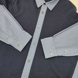 TOGA VIRILIS 切替シャツ ドッキングシャツ プルオーバー 長袖シャツ ブルー ネイビー メンズ トーガ【中古】6-0924M∞