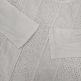 45R/45rpm カットワーク×天竺パッチワークTシャツ ブラウス カットソー ホワイト レディース フォーティーファイブアールピーエム【中古】6-0919M∞