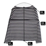 MHL. 595-7269502 ボーダー NAVAL STRIPE JERSEY 長袖Ｔシャツ カットソー ロンＴ グレー ホワイト レディース エムエイチエル【中古】6-0916M∞