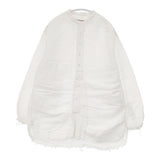 Vlas Blomme リネン レーヨン バンドカラー カットオフシャツ 長袖シャツ アイボリー レディース ヴラスブラム【中古】6-0910M∞