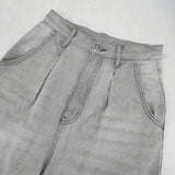 YENN イエン イェン HIGH RISE TUCK WIDE PANTS 定価26400円 Y252-31067 サイズ36 デニムパンツ グレー レディース【中古】6-0912G∞