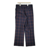 BERNARD ZINS BELLECHASSE ポルトガル製 シアサッカー チェック スラックス パンツ ネイビー ブラウン メンズ ベルナール ザンス【中古】6-0804M♪
