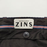 BERNARD ZINS BELLECHASSE ポルトガル製 シアサッカー チェック スラックス パンツ ネイビー ブラウン メンズ ベルナール ザンス【中古】6-0804M♪