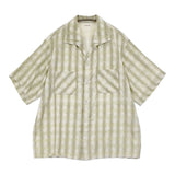 NICENESS BEAN ビーン プリンテッドシルクネルシャツ S/S 定価79750円 NN-1302Y13 半袖シャツ 24SS グリーン メンズ ナイスネス【中古】6-0804S♪