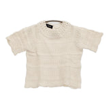 SINME ニットトップス クロシェ編み 半袖 コットン セーター ニット ホワイト レディース シンメ【中古】6-0717S♪