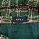 SINME リネンチェック ロングワンピース サイズS 定価63800円 シャツドレス YS09 ワンピース グリーン ピンク レディース シンメ【中古】6-0717S♪