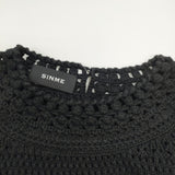 SINME ニットワンピース 編み 半袖 クロシェ コットン ワンピース ブラック レディース シンメ【中古】6-0905S◎