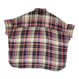 BEAMS BOY リネンチェックボタンダウンシャツ 定価7788円 半袖シャツ ピンク ネイビー レディース ビームスボーイ【中古】6-0717S♪