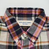 BEAMS BOY リネンチェックボタンダウンシャツ 定価7788円 半袖シャツ ピンク ネイビー レディース ビームスボーイ【中古】6-0717S♪