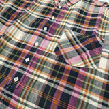 BEAMS BOY リネンチェックボタンダウンシャツ 定価7788円 半袖シャツ ピンク ネイビー レディース ビームスボーイ【中古】6-0717S♪