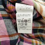 BEAMS BOY リネンチェックボタンダウンシャツ 定価7788円 半袖シャツ ピンク ネイビー レディース ビームスボーイ【中古】6-0717S♪