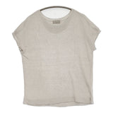 MARGARET HOWELL FINE LINEN KNIT リネンニット フレンチスリーブ 定価22000円 セーター ニット グレー レディース マーガレットハウエル【中古】6-0717S♪