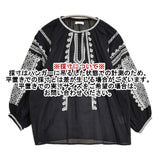 liflattie ships インド製 コットン 刺繍 プルオーバー ブラウス シャツ ブラック ホワイト レディース リフラティ シップス【中古】6-1005M∞