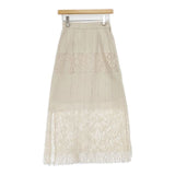 AMERI FLOWER BORDER LACE SKIRT 01210950340 フラワーボーダーレース ロングスカート ベージュ レディース アメリ【中古】6-0916M∞