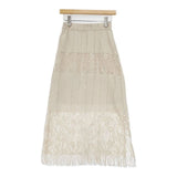 AMERI FLOWER BORDER LACE SKIRT 01210950340 フラワーボーダーレース ロングスカート ベージュ レディース アメリ【中古】6-0916M∞