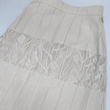 AMERI FLOWER BORDER LACE SKIRT 01210950340 フラワーボーダーレース ロングスカート ベージュ レディース アメリ【中古】6-0916M∞