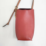 LOEWE ゲートポケットレザーショルダーバッグ アナグラムロゴ ショルダーバッグ レッド ブラウン レディース ロエベ【中古】6-0724G♪