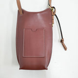 LOEWE ゲートポケットレザーショルダーバッグ アナグラムロゴ ショルダーバッグ レッド ブラウン レディース ロエベ【中古】6-0724G♪