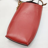 LOEWE ゲートポケットレザーショルダーバッグ アナグラムロゴ ショルダーバッグ レッド ブラウン レディース ロエベ【中古】6-0724G♪