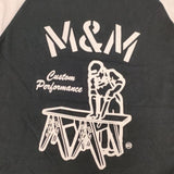 M&M custom performance サイズL 七分袖 ラグラン Ｔシャツ カットソー ブラック ホワイト メンズ エムアンドエム【中古】6-0912M∞