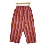 ヤンマ産業/YAMMA 会津木綿 縞 イージーパンツ ストライプ パンツ オレンジ ピンク レディース ヤンマ産業【中古】6-1005G∞
