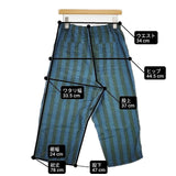 ヤンマ産業/YAMMA 会津木綿 まりも縞 イージーパンツ ストライプ パンツ ブルー グリーン レディース ヤンマ産業【中古】6-1005G∞