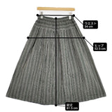 ヤンマ産業/YAMMA 会津木綿 笹竹縞 タックスカート コットン ロングスカート グレー グリーン レディース ヤンマ産業【中古】6-0912M∞