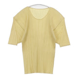 PLEATS PLEASE ISSEY MIYAKE プリーツ加工 半袖ブラウス プルオーバー サイズ3 ポリエステル 半袖Ｔシャツ カットソー イエロー レディース プリーツプリーズ【中古】6-0721S△