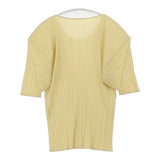 PLEATS PLEASE ISSEY MIYAKE プリーツ加工 半袖ブラウス プルオーバー サイズ3 ポリエステル 半袖Ｔシャツ カットソー イエロー レディース プリーツプリーズ【中古】6-0721S△