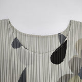 PLEATS PLEASE ISSEY MIYAKE プリーツ加工 半袖ブラウス プルオーバー レインプリント 雫 サイズ3 ポリエステル 半袖Ｔシャツ カットソー カーキ グレー レディース プリーツプリーズ【中古】6-0721S△