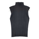 PLEATS PLEASE ISSEY MIYAKE プリーツ加工 ハイネック ノースリーブブラウス ポリエステル Ｔシャツ カットソー ブラック レディース プリーツプリーズ【中古】6-0721S△