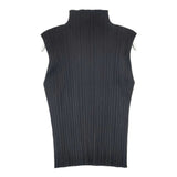 PLEATS PLEASE ISSEY MIYAKE プリーツ加工 ハイネック ノースリーブブラウス ポリエステル Ｔシャツ カットソー ブラック レディース プリーツプリーズ【中古】6-0721S△