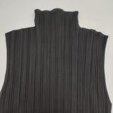 PLEATS PLEASE ISSEY MIYAKE プリーツ加工 ハイネック ノースリーブブラウス ポリエステル Ｔシャツ カットソー ブラック レディース プリーツプリーズ【中古】6-0721S△