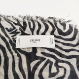 CELINE ゼブラ柄 ウール 大判 ストール ブラック オフホワイト レディース セリーヌ【中古】6-0724G♪