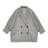 JOURNAL STANDARD L'essage シアーストライプドルマンジャケット 定価33000円 テーラードジャケット 26SS グレー ホワイト レディース ジャーナルスタンダードレサージュ【中古】6-0724M♪