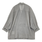JOURNAL STANDARD L'essage シアーストライプドルマンジャケット 定価33000円 テーラードジャケット 26SS グレー ホワイト レディース ジャーナルスタンダードレサージュ【中古】6-0724M♪