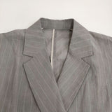 JOURNAL STANDARD L'essage シアーストライプドルマンジャケット 定価33000円 テーラードジャケット 26SS グレー ホワイト レディース ジャーナルスタンダードレサージュ【中古】6-0724M♪