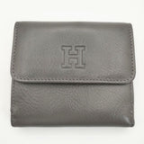 HIROFU センプレ 定価41800円 イタリア製 レザーウォレット 三つ折り財布 グレー レディース ヒロフ【中古】6-0909G∞