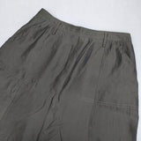 TRUNK HIROKO KOSHINO ナイロンシルク インナー付き サイズ40 ロングスカート カーキ レディース トランクヒロココシノ【中古】6-0926M∞