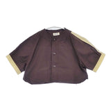 BEAMS BOY ショート ベースボール ショートスリーブ シャツ 定価14080円 カットオフ コットン 半袖シャツ エンジ ベージュ レディース ビームスボーイ【中古】6-0721S△