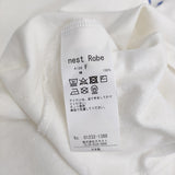 nest Robe コットン天竺BIGサイジングメッセージTee ワイド 半袖Ｔシャツ カットソー ホワイト ブルー レディース ネストローブ【中古】6-0724S♪