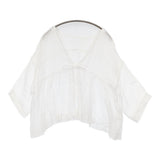 nest Robe リネンガーゼリボンブラウス 01252-1142 定価26400円 ギャザー シアー ブラウス シャツ 25SS ホワイト レディース ネストローブ【中古】6-0724S♪