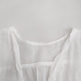 nest Robe リネンガーゼリボンブラウス 01252-1142 定価26400円 ギャザー シアー ブラウス シャツ 25SS ホワイト レディース ネストローブ【中古】6-0724S♪