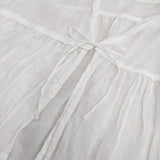 nest Robe リネンガーゼリボンブラウス 01252-1142 定価26400円 ギャザー シアー ブラウス シャツ 25SS ホワイト レディース ネストローブ【中古】6-0724S♪